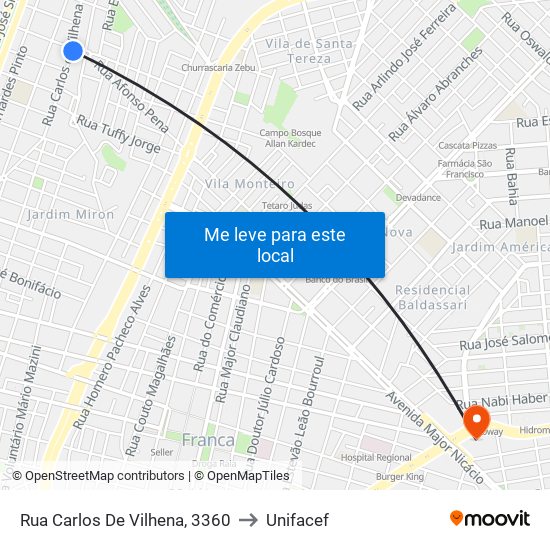 Rua Carlos De Vilhena, 3360 to Unifacef map