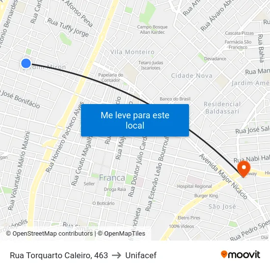 Rua Torquarto Caleiro, 463 to Unifacef map