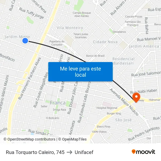 Rua Torquarto Caleiro, 745 to Unifacef map