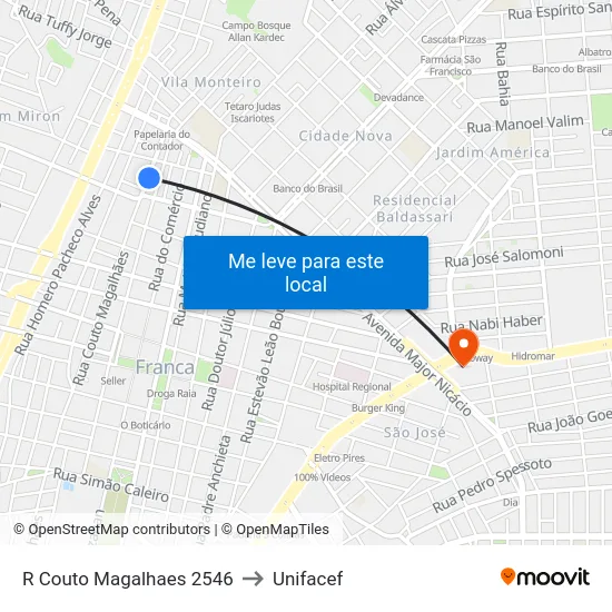 R Couto Magalhaes 2546 to Unifacef map