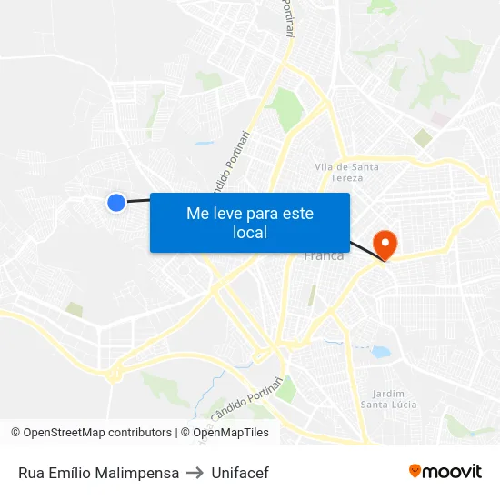 Rua Emílio Malimpensa to Unifacef map
