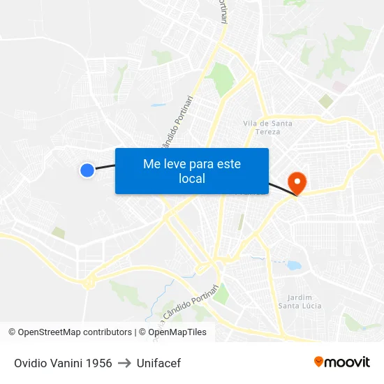 Ovidio Vanini 1956 to Unifacef map