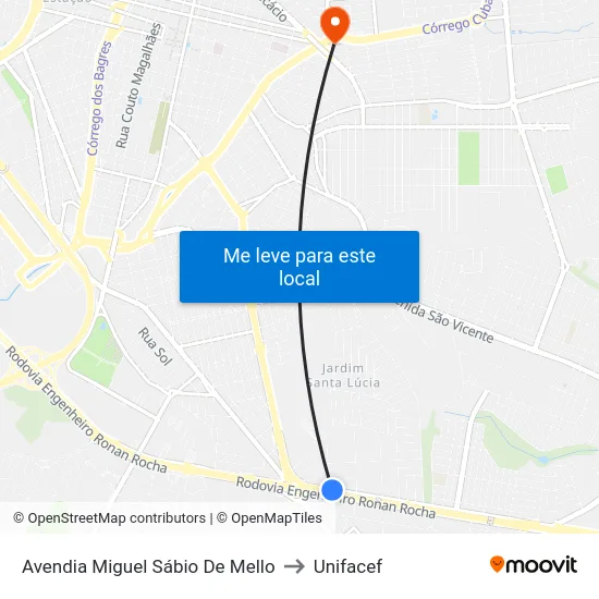 Avendia Miguel Sábio De Mello to Unifacef map