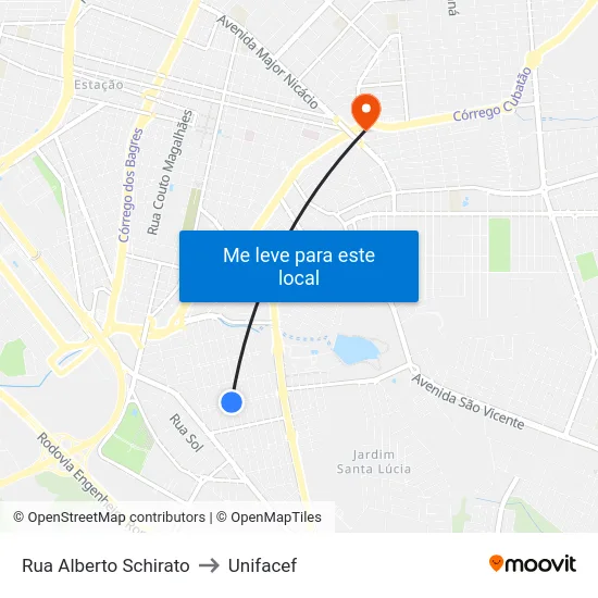 Rua Alberto Schirato to Unifacef map