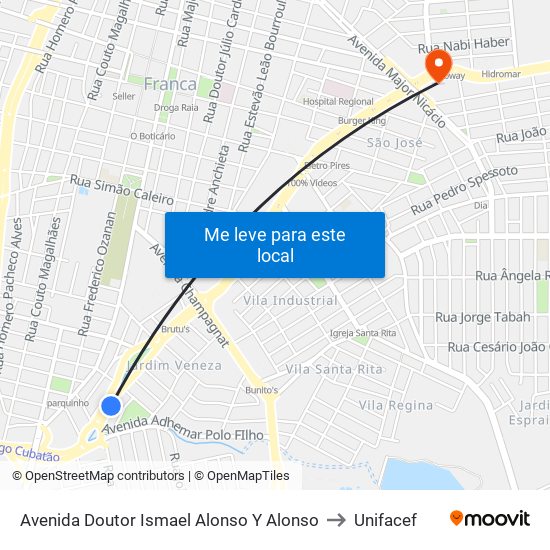 Avenida Doutor Ismael Alonso Y Alonso to Unifacef map