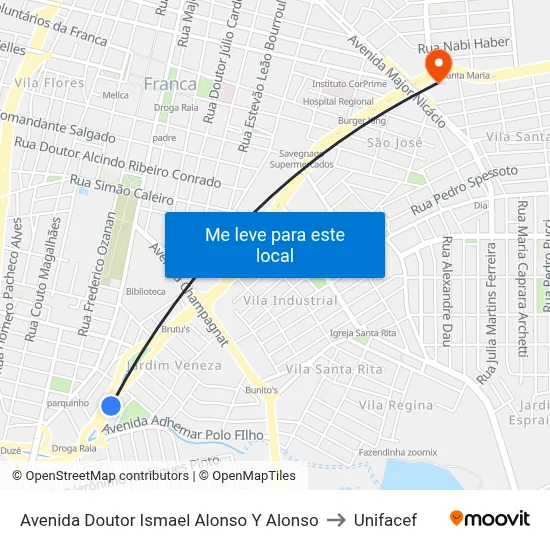 Avenida Doutor Ismael Alonso Y Alonso to Unifacef map