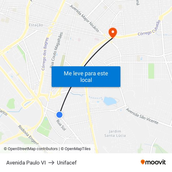 Avenida Paulo VI to Unifacef map
