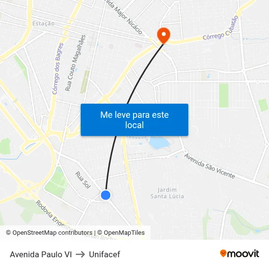 Avenida Paulo VI to Unifacef map