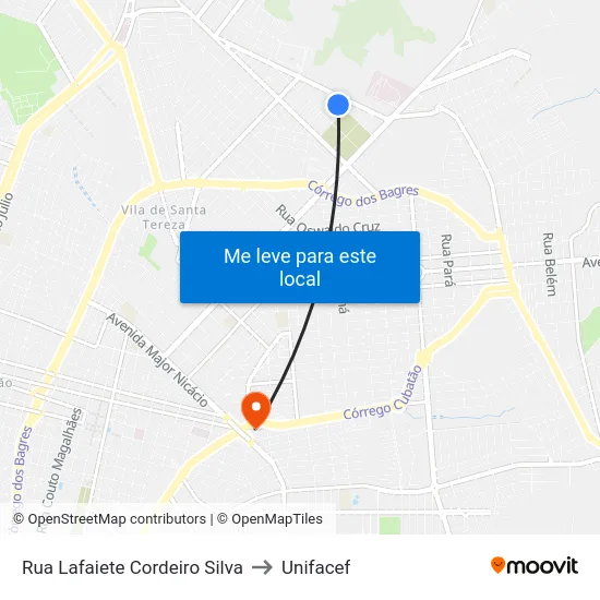 Rua Lafaiete Cordeiro Silva to Unifacef map