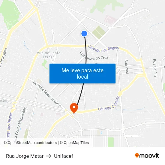 Rua Jorge Matar to Unifacef map