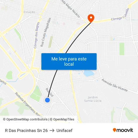 R Das Pracinhas Sn 26 to Unifacef map