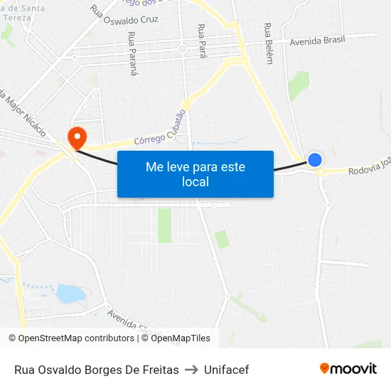 Rua Osvaldo Borges De Freitas to Unifacef map