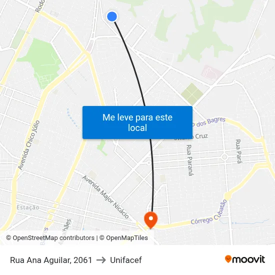 Rua Ana Aguilar, 2061 to Unifacef map