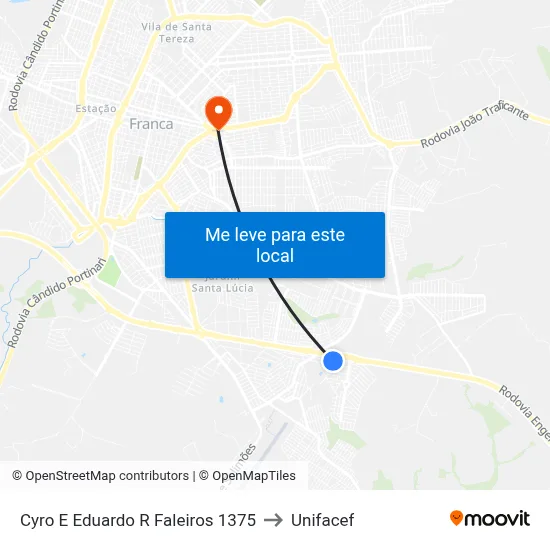 Cyro E Eduardo R Faleiros 1375 to Unifacef map