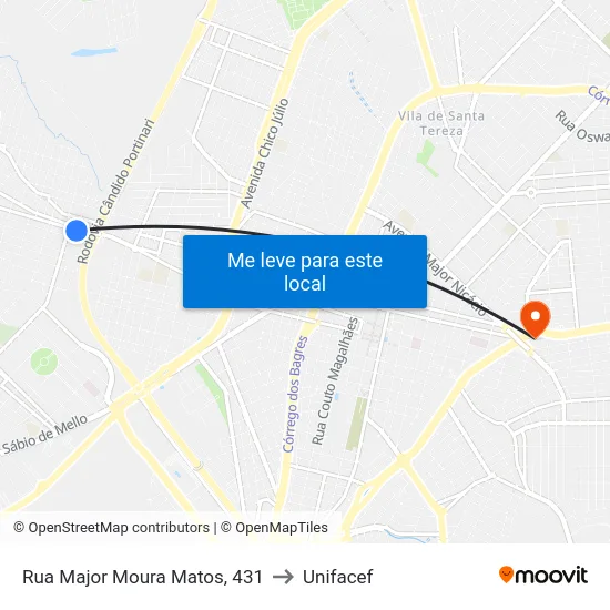 Rua Major Moura Matos, 431 to Unifacef map