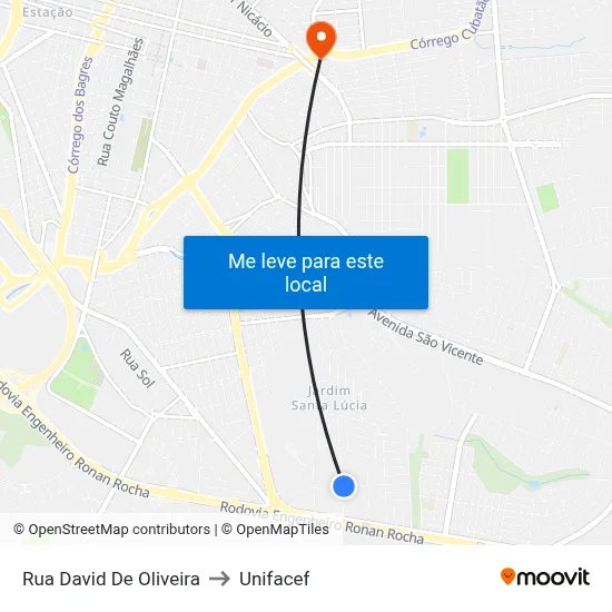 Rua David De Oliveira to Unifacef map