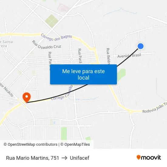 Rua Mario Martins, 751 to Unifacef map