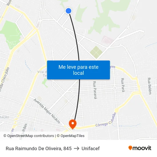 Rua Raimundo De Oliveira, 845 to Unifacef map