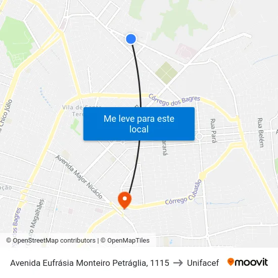 Avenida Eufrásia Monteiro Petráglia, 1115 to Unifacef map