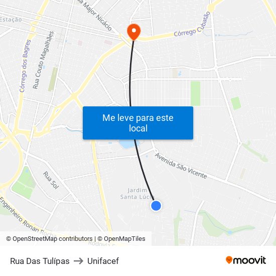 Rua Das Tulípas to Unifacef map