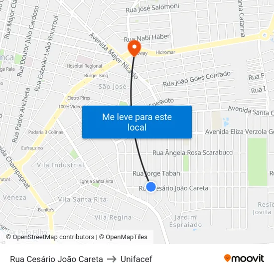 Rua Cesário João Careta to Unifacef map