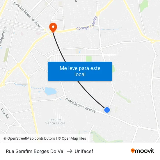 Rua Serafim Borges Do Val to Unifacef map