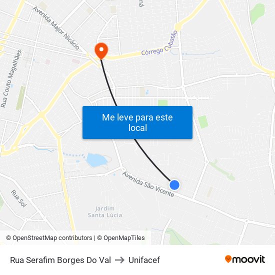 Rua Serafim Borges Do Val to Unifacef map