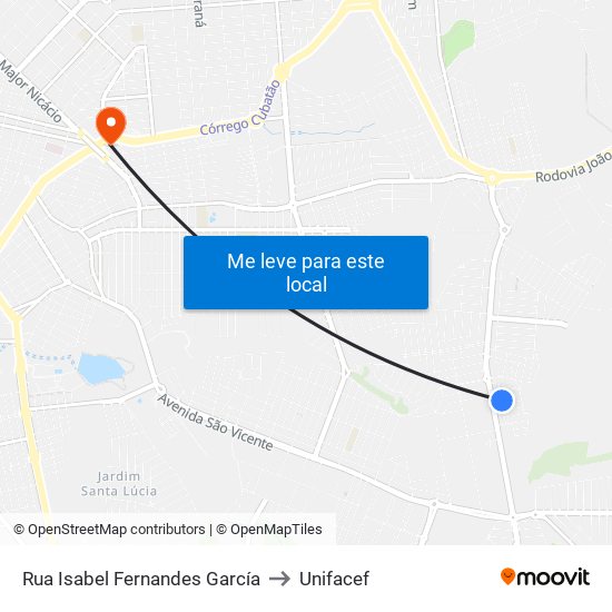 Rua Isabel Fernandes García to Unifacef map