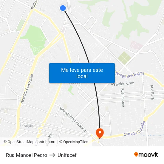 Rua Manoel Pedro to Unifacef map