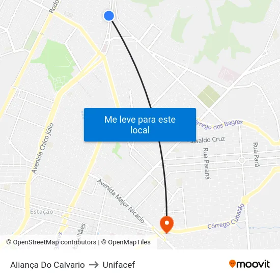 Aliança Do Calvario to Unifacef map