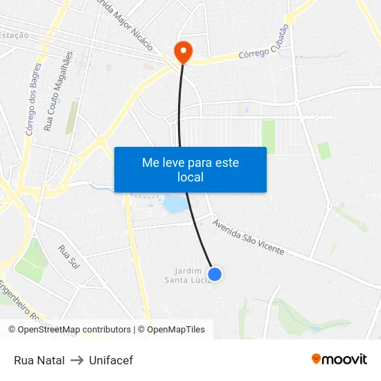 Rua Natal to Unifacef map