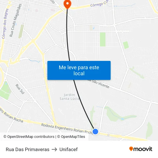 Rua Das Primaveras to Unifacef map