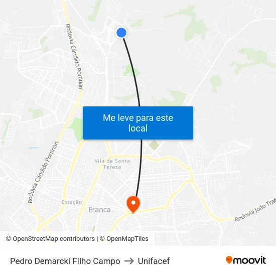 Pedro Demarcki Filho Campo to Unifacef map