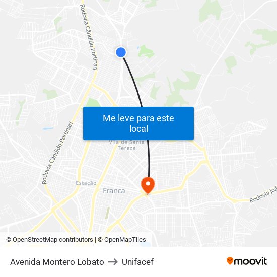 Avenida Montero Lobato to Unifacef map