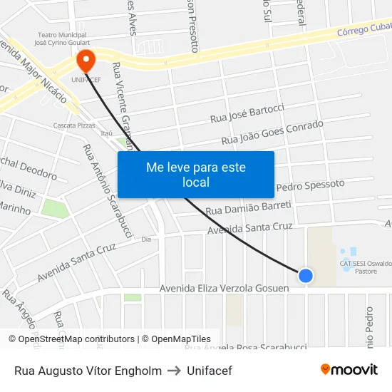 Rua Augusto Vítor Engholm to Unifacef map