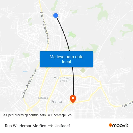 Rua Waldemar Morães to Unifacef map