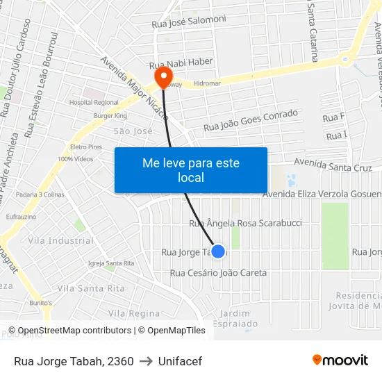 Rua Jorge Tabah, 2360 to Unifacef map