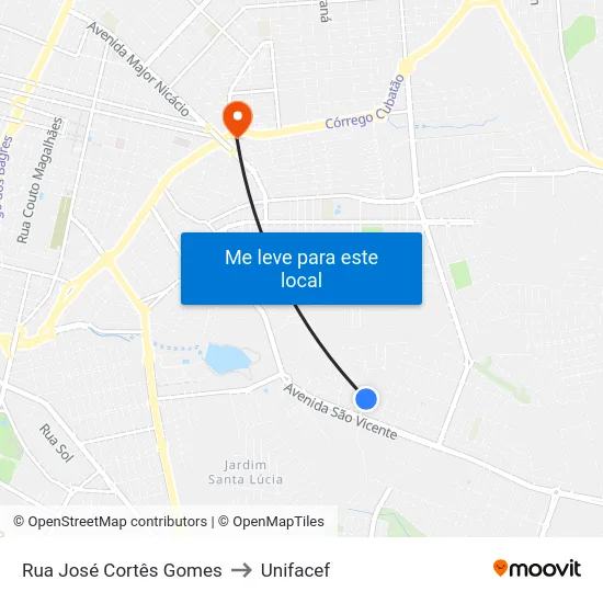 Rua José Cortês Gomes to Unifacef map