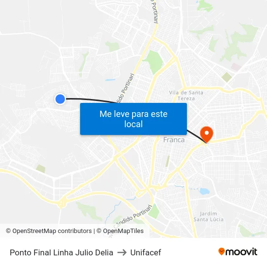 Ponto Final Linha Julio Delia to Unifacef map