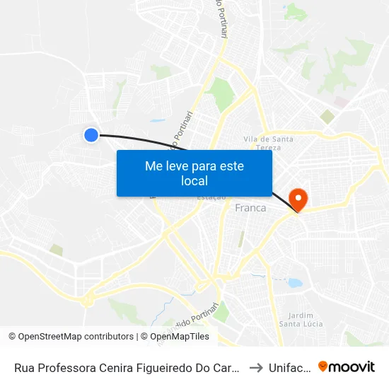 Rua Professora Cenira Figueiredo Do Carmo to Unifacef map