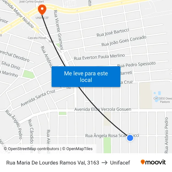 Rua Maria De Lourdes Ramos Val, 3163 to Unifacef map