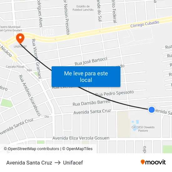 Avenida Santa Cruz to Unifacef map