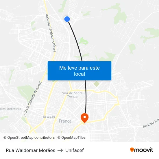 Rua Waldemar Morães to Unifacef map