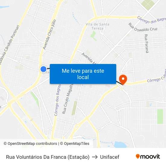 Rua Voluntários Da Franca (Estação) to Unifacef map