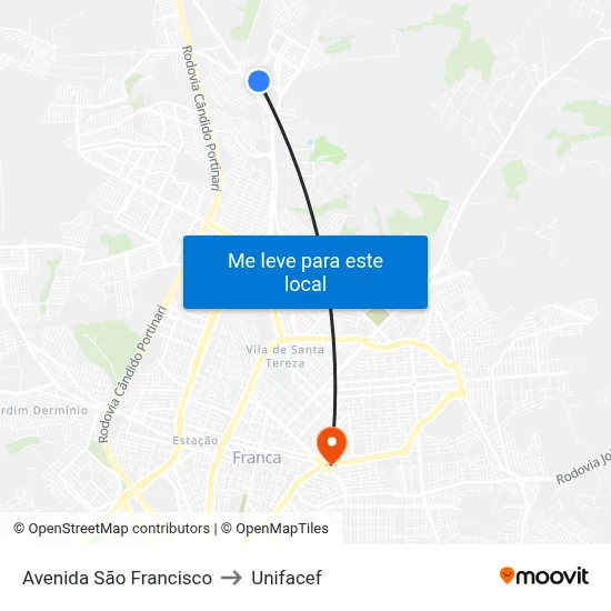 Avenida São Francisco to Unifacef map