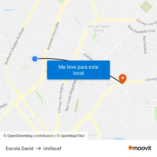 Escola David to Unifacef map
