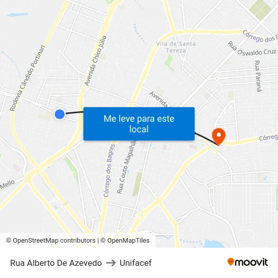 Rua Alberto De Azevedo to Unifacef map