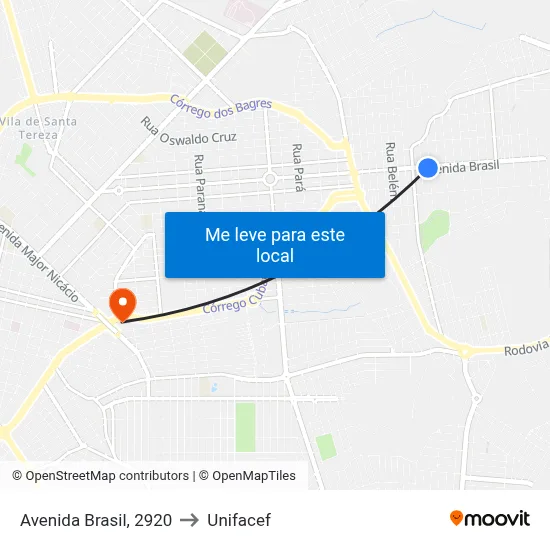 Avenida Brasil, 2920 to Unifacef map