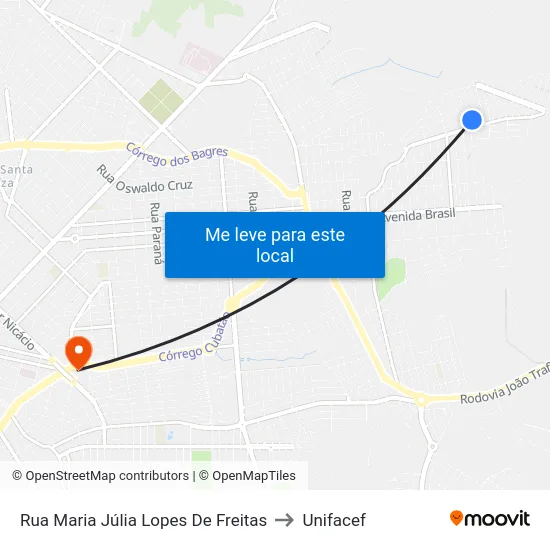 Rua Maria Júlia Lopes De Freitas to Unifacef map