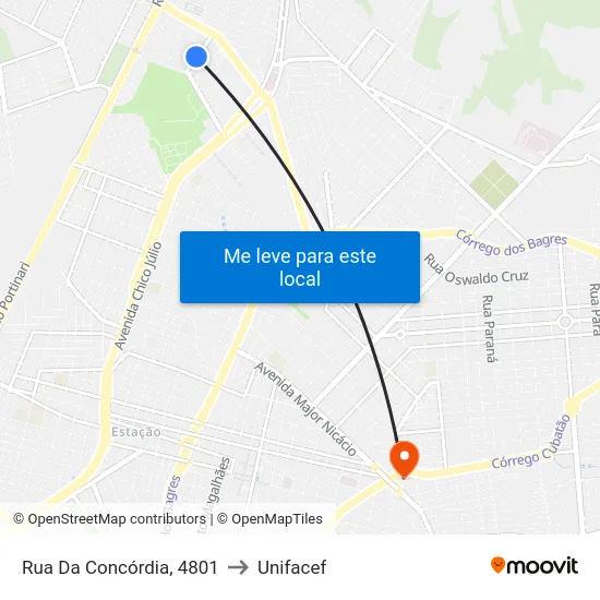 Rua Da Concórdia, 4801 to Unifacef map